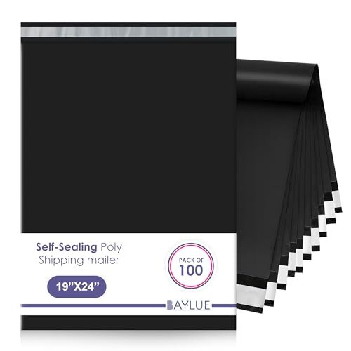 Black Poly Mailers 19x24, Self Seal Shipping & Mailing Bags, 100 Pack Bulk