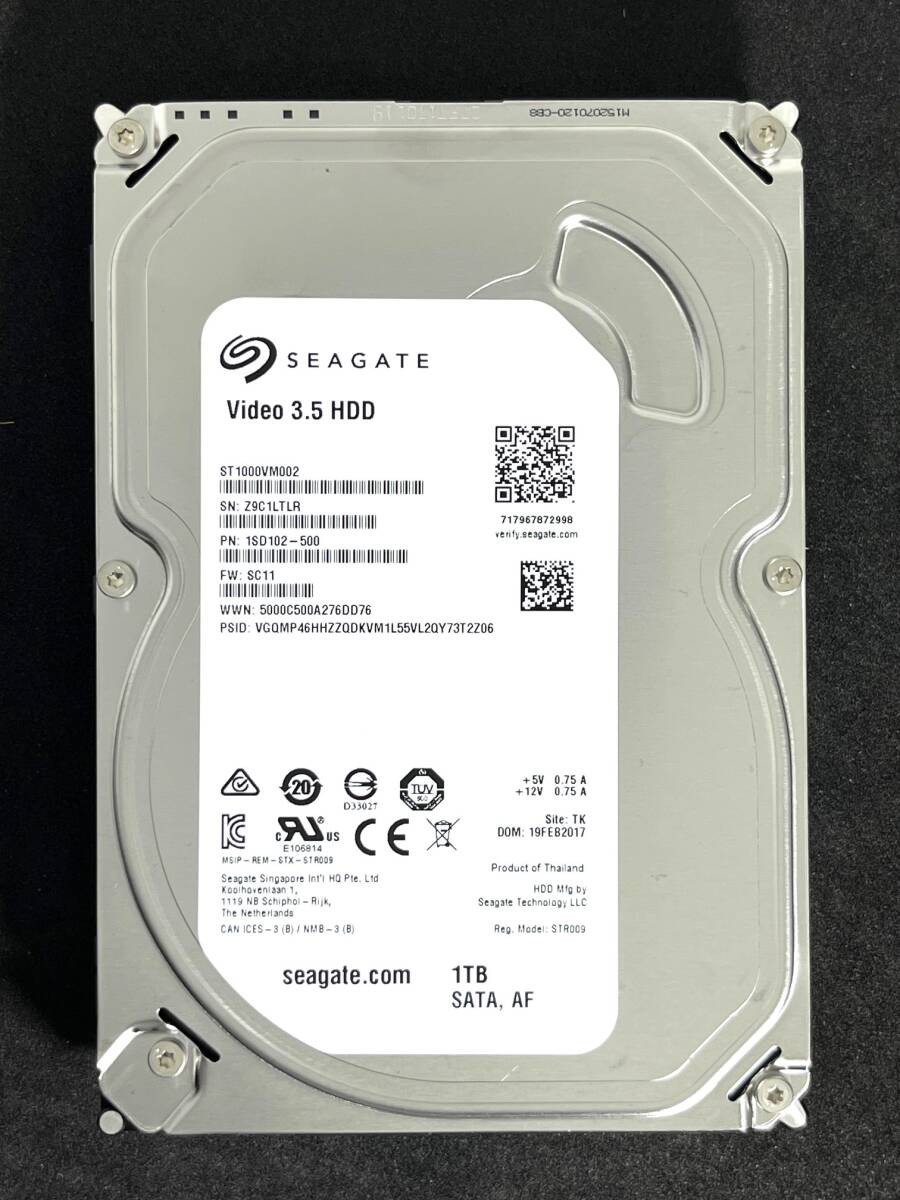 1TB  Seagate / ST1000VM002 2017 manufacture [ Usage time: 1489h ] Low usage Thi
