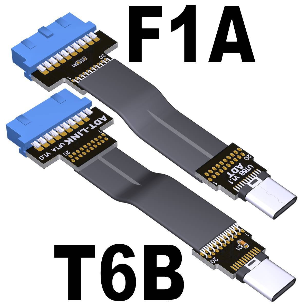ADT USB3.0 Interface Expansion Adapter Cable Type-C to 19P/20P Motherboard Front