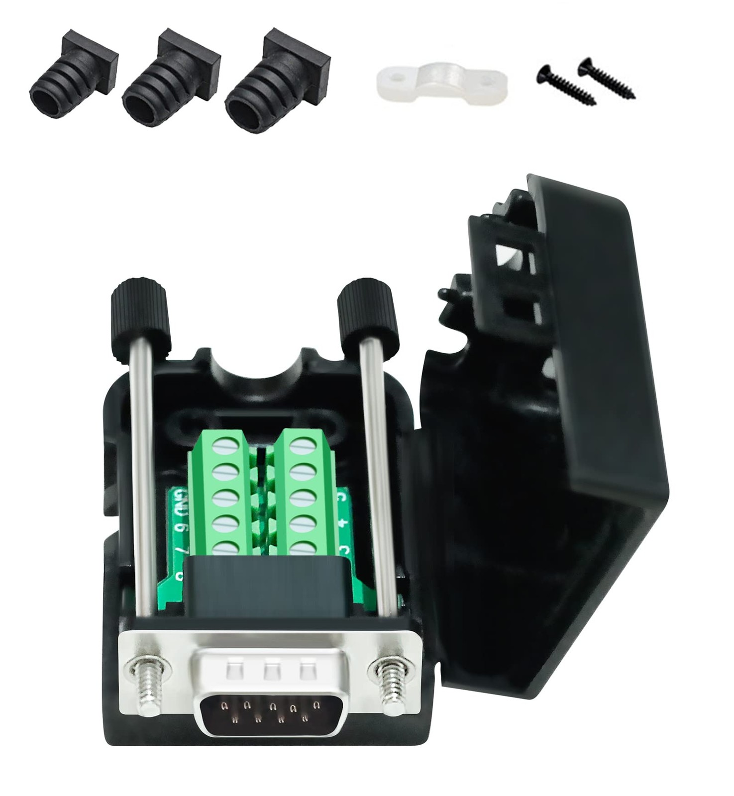 DB9 Breakout Connector, Male RS232 Serial Adapter, Solderless Module Board wi...