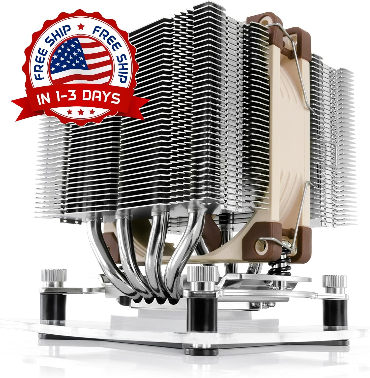 Enfriador De CPU Premium Con Ventilador De 92 Mm Para Escritorio Marron NEW US..