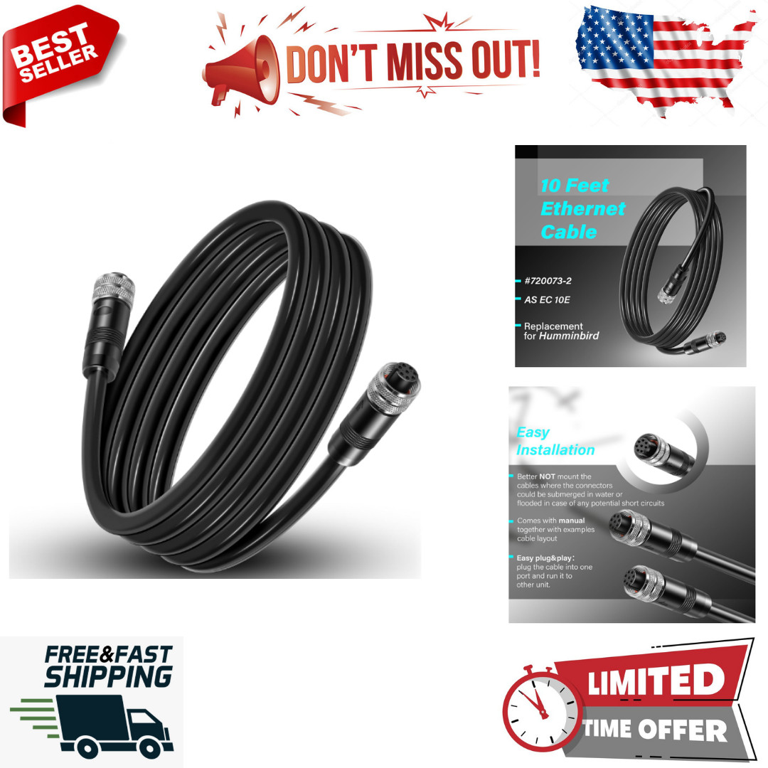 Replacement for Humminbird 720073-2 as EC 10E Ethernet Cable,10 Feet Female