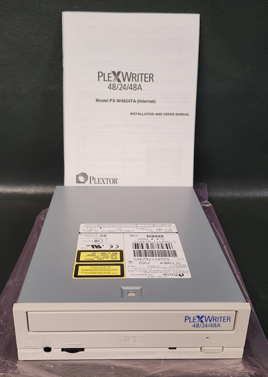 VTG RETRO Plextor PlexWriter 48/24/48A Internal CD-RW Drive PX-W4824TA Manual