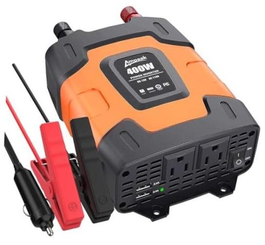 Power Inverter, 12V DC to 110V AC, 11 Protections 400W