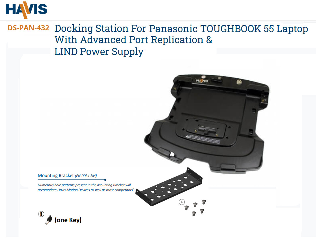 99.99% Life Left Havis DS-PAN-432 Toughbook Dock for Panasonic CF-54/FZ-55, SET3