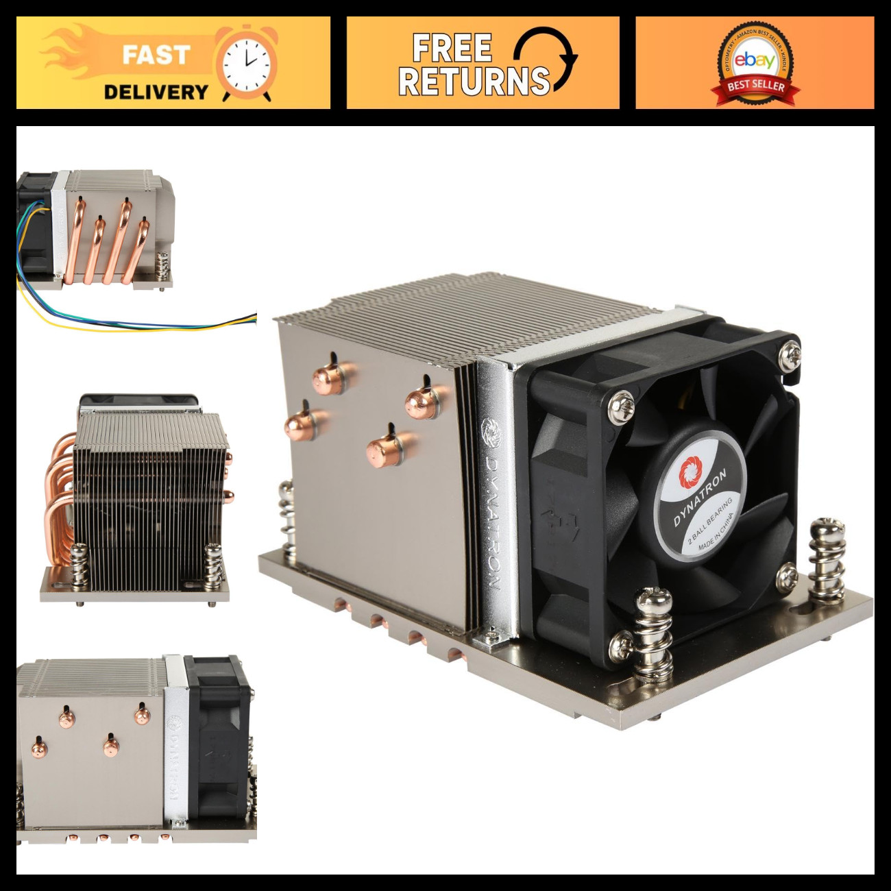 2U Active Aluminum Heatsink with Heatpipe for AMD EPYC SP3 Socket Cooling