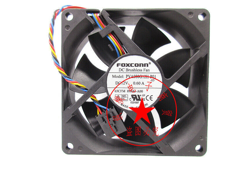 FOXCONN PVA080G12H-P01 DC12V 0.60A 8025 4-wire Dell chassis cooling fan