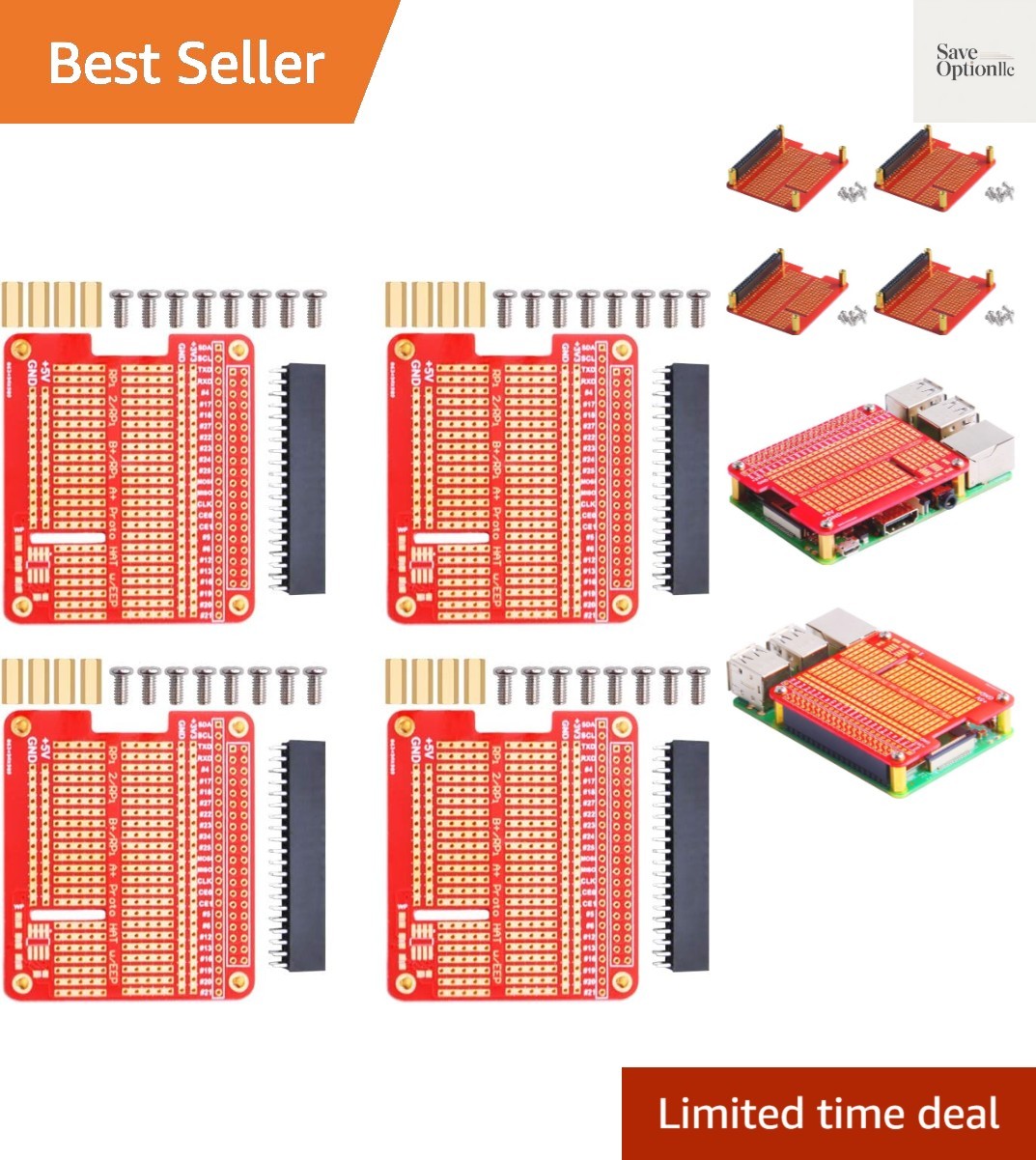 4X Prototype Breakout DIY Breadboard PCB Shield Board Kit for Raspberry Pi 4 ...