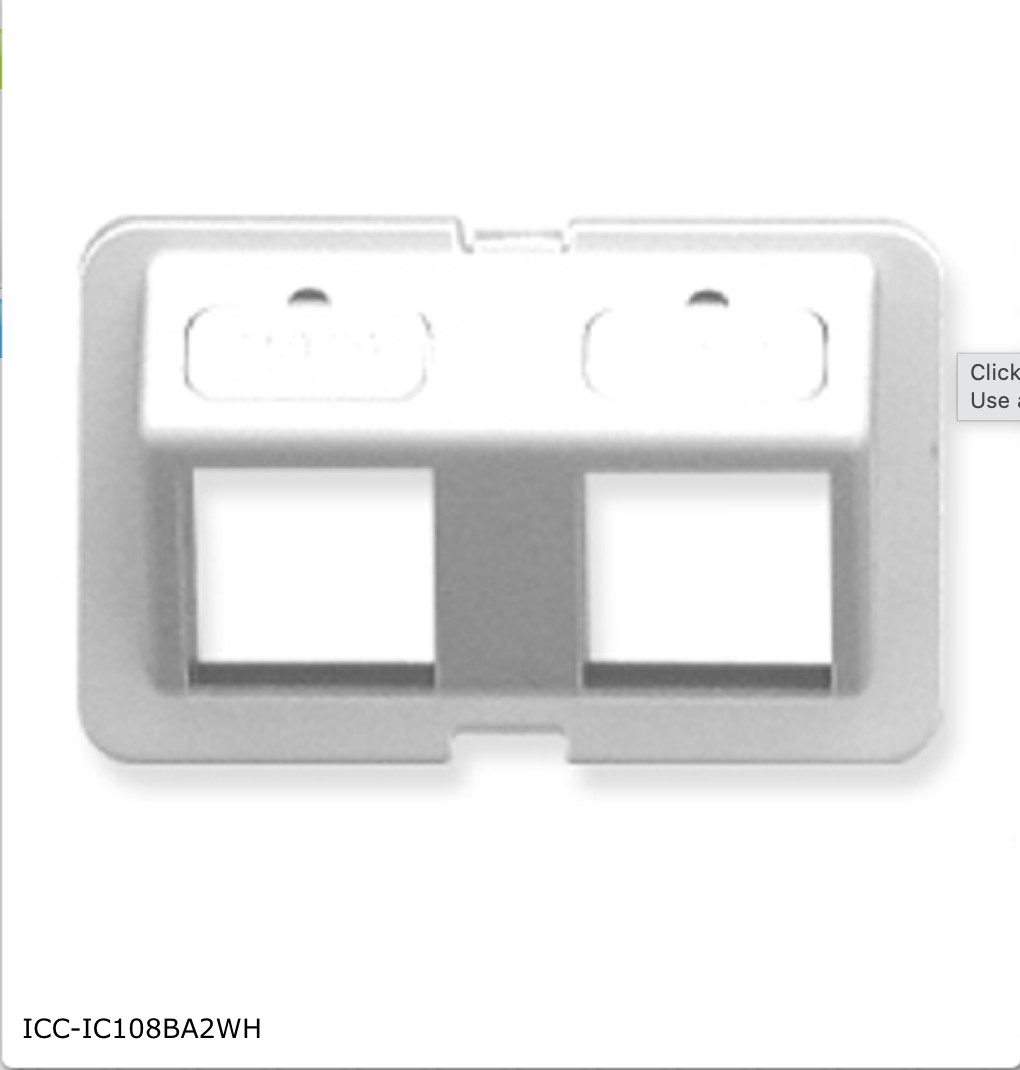 ICC IC108BA2WH Bezel, Elite, Angle, 2-Port, White - Qty of 7