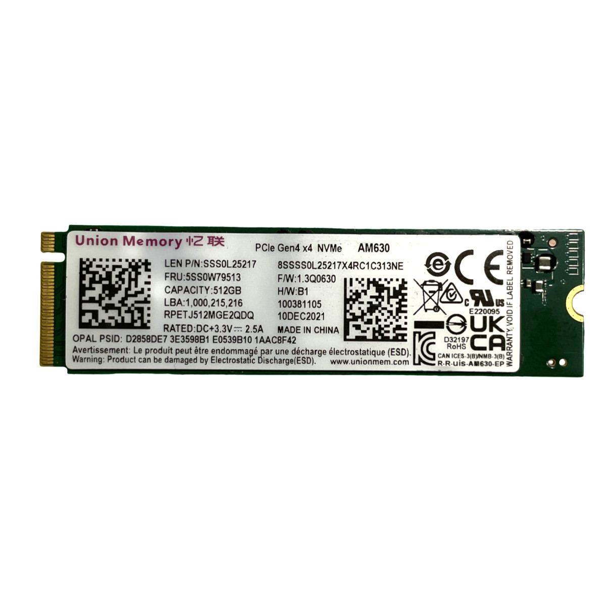 Union Memory AM630 512GB M.2 2280 NVMe PCIe Gen4 x4 Internal SSD   #26
