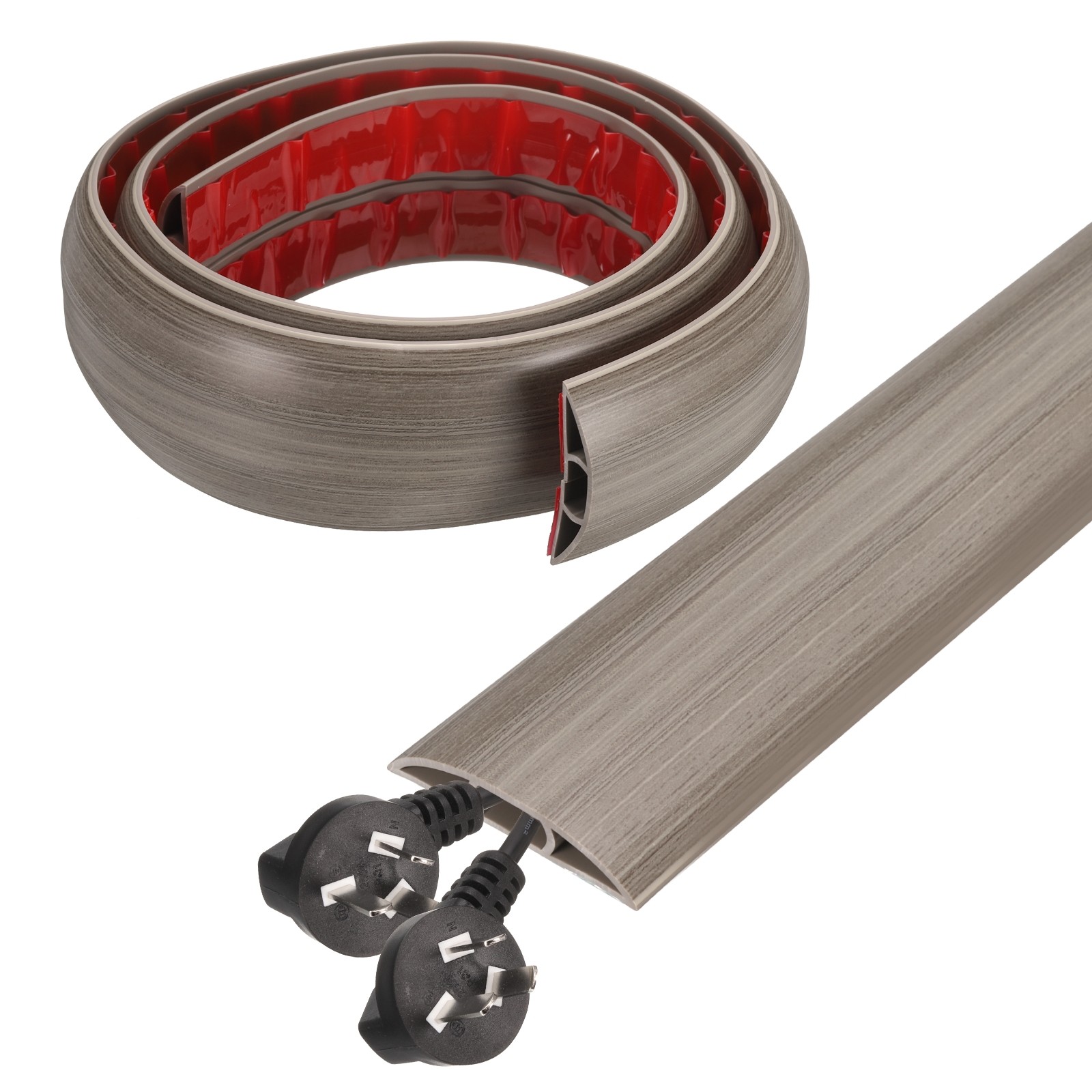 4ft D Cord Cover Floor W0.5" x  H0.3" Hide Cable Wire Covers Light Grey