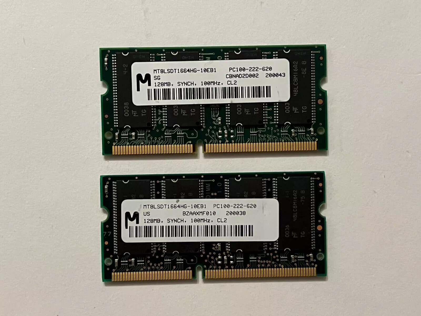 Micron 256MB 2X128MB Laptop RAM Memory PC100 MT8LSDT1664HG-10EB1