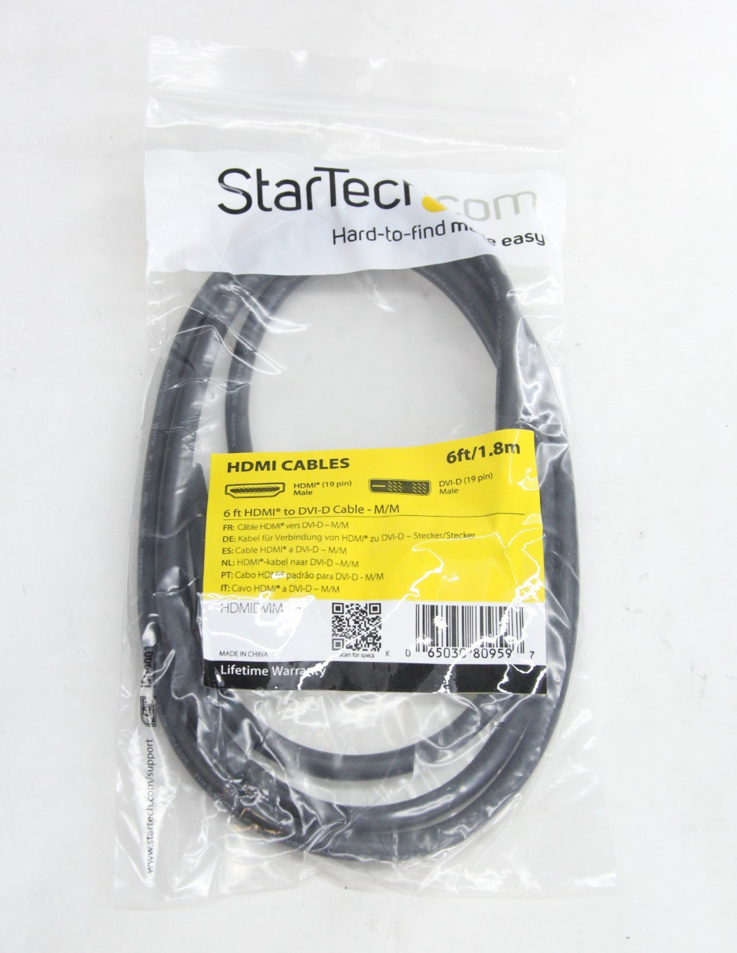 StarTech 6' HDMI to DVI-D Cable -M/M -- BRAND NEW SEALED UNUSED