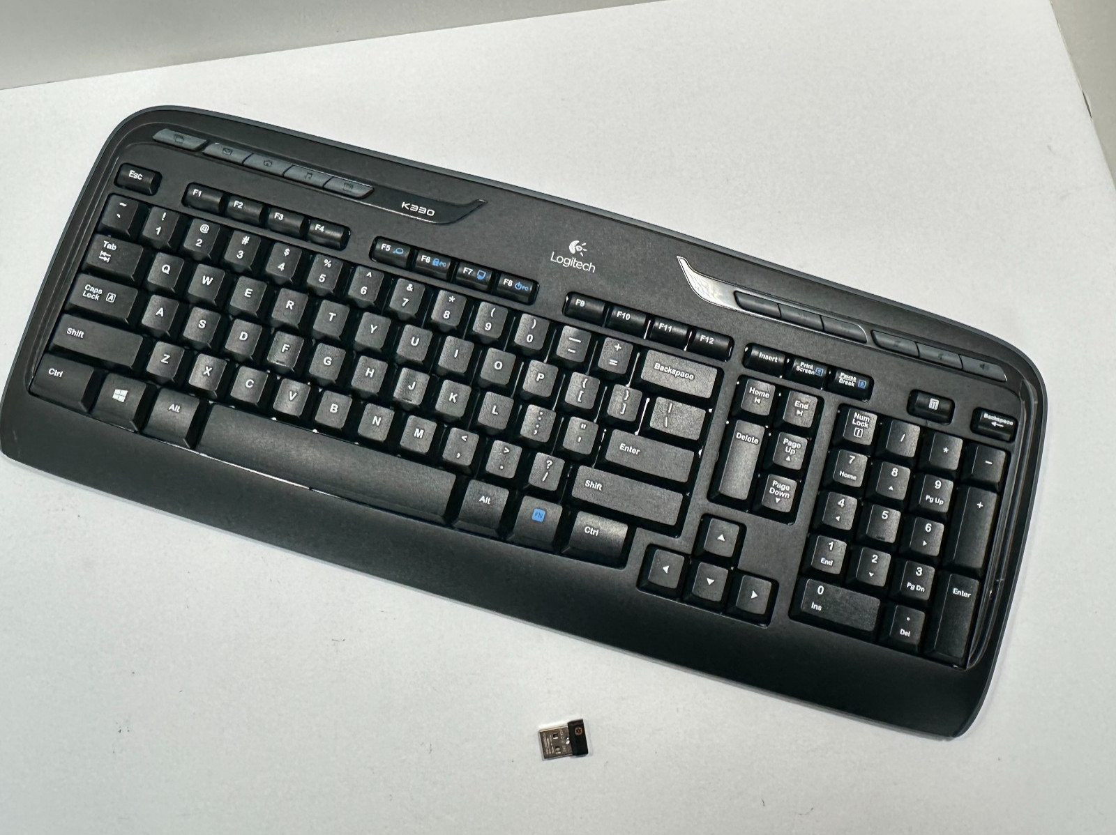 Logitech K330 Wireless Keyboard With Unifying Receiver. TESTED, WORKS, PAIRED