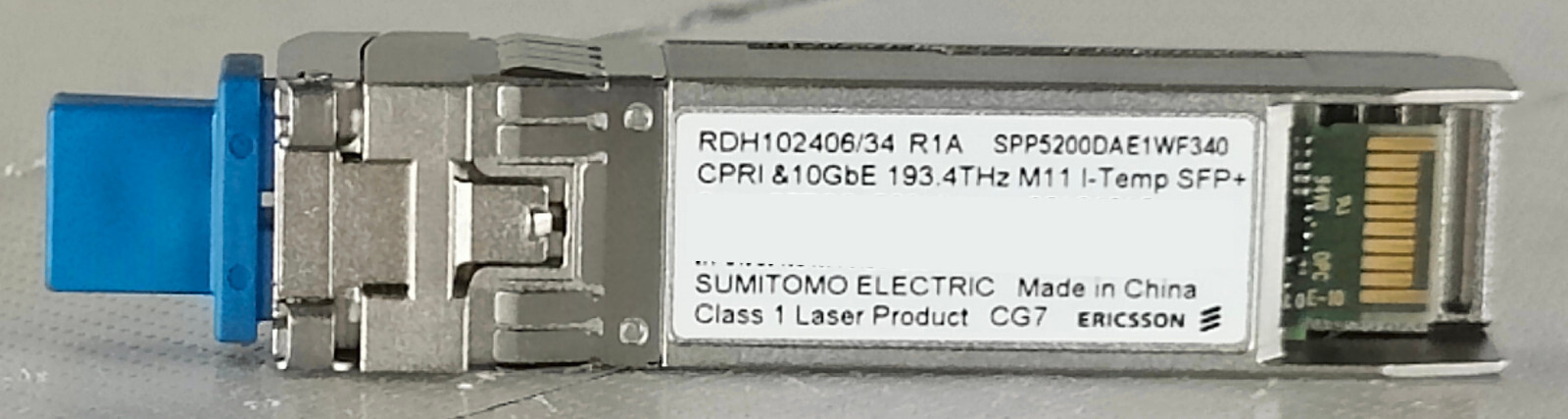 Ericsson RDH102406/34 R1A CPRI & 10GbE 193.4 THz R9 I-Temp SFP+ CRTUAFULAA