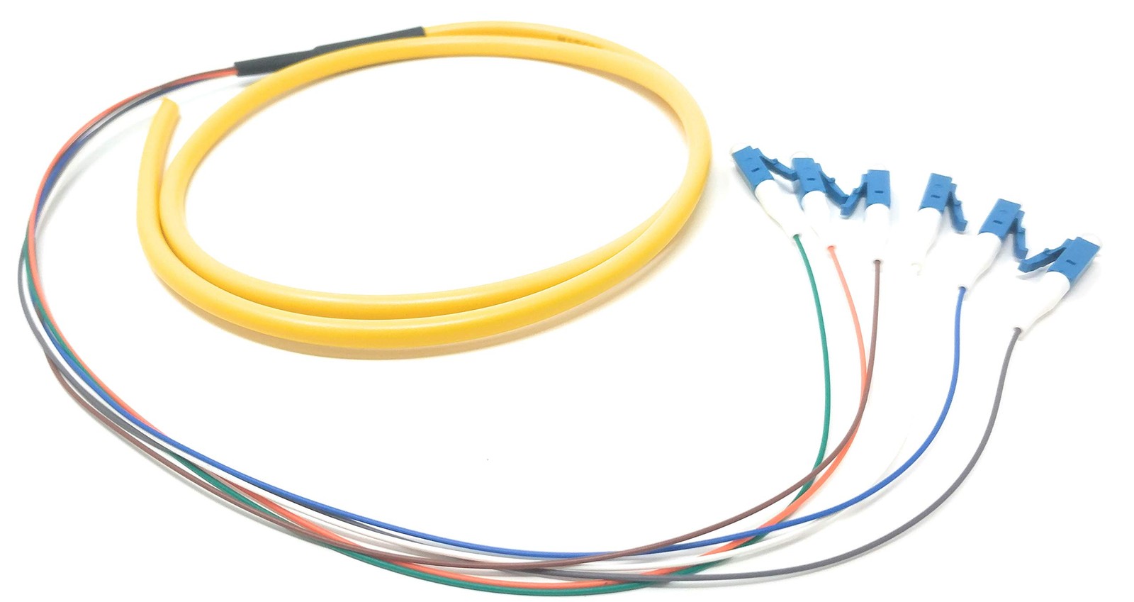 6 Strand Singlemode 9/125 LCUPC Fiber Optic Splice Pigtail Cable 1 Meter