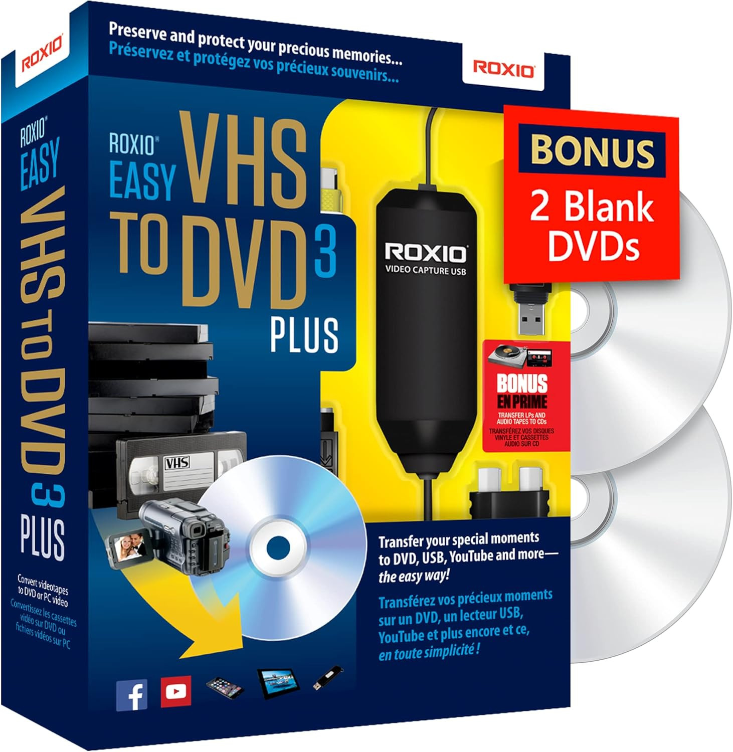 Roxio Easy VHS to DVD 3 Plus Video Converter VHS Hi8 V8 to DVD or Digital