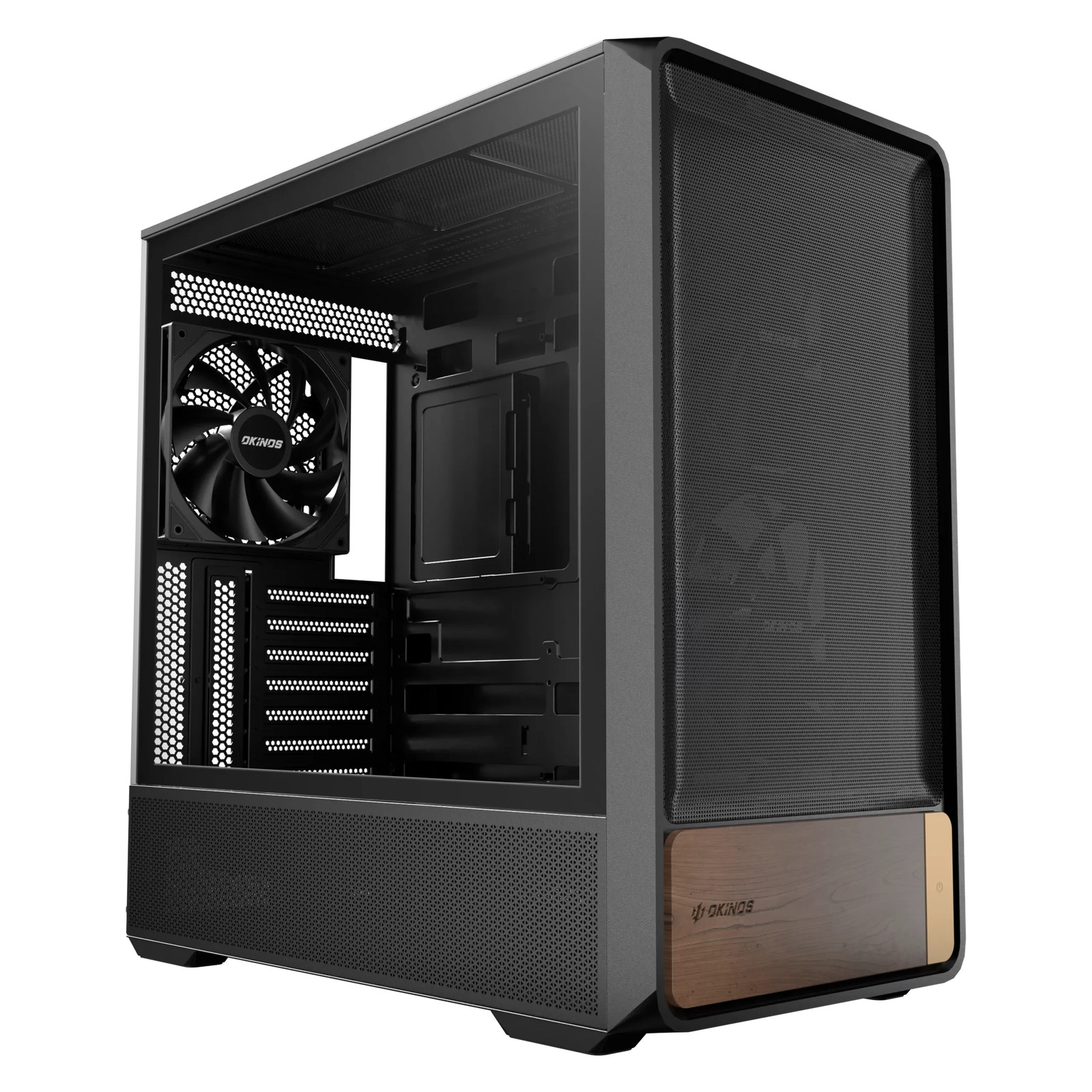Okinos AIR CROSS Genuine Walnut Wood Mid-Tower Gaming PC Case