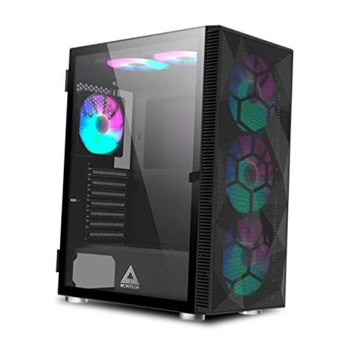 X3 Mesh High Airflow ATX Mid-Tower PC Case, 6 Fixed RGB Fans, X3 MESH X3-Black