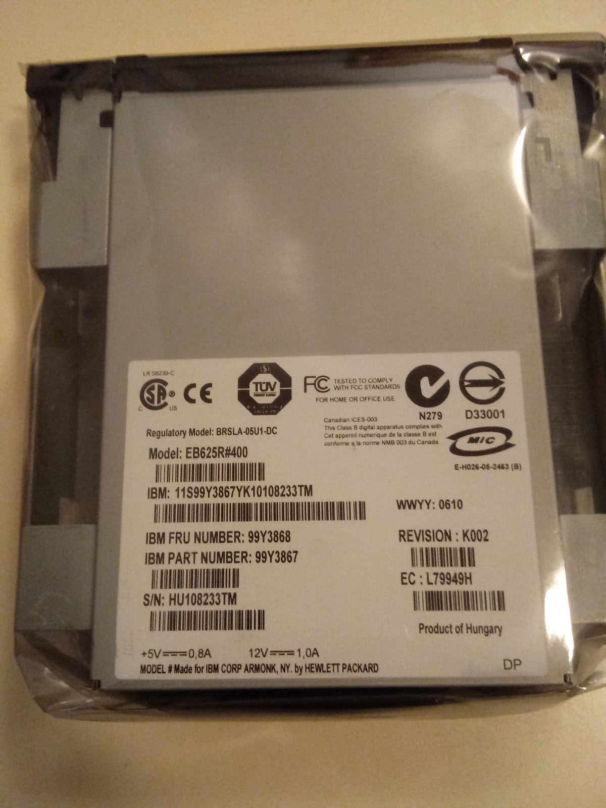 IBM Tape drive DAT 36/72GB DDS5 DAT72 USB Internal 99Y3867 FRU 99Y3868 49Y9881