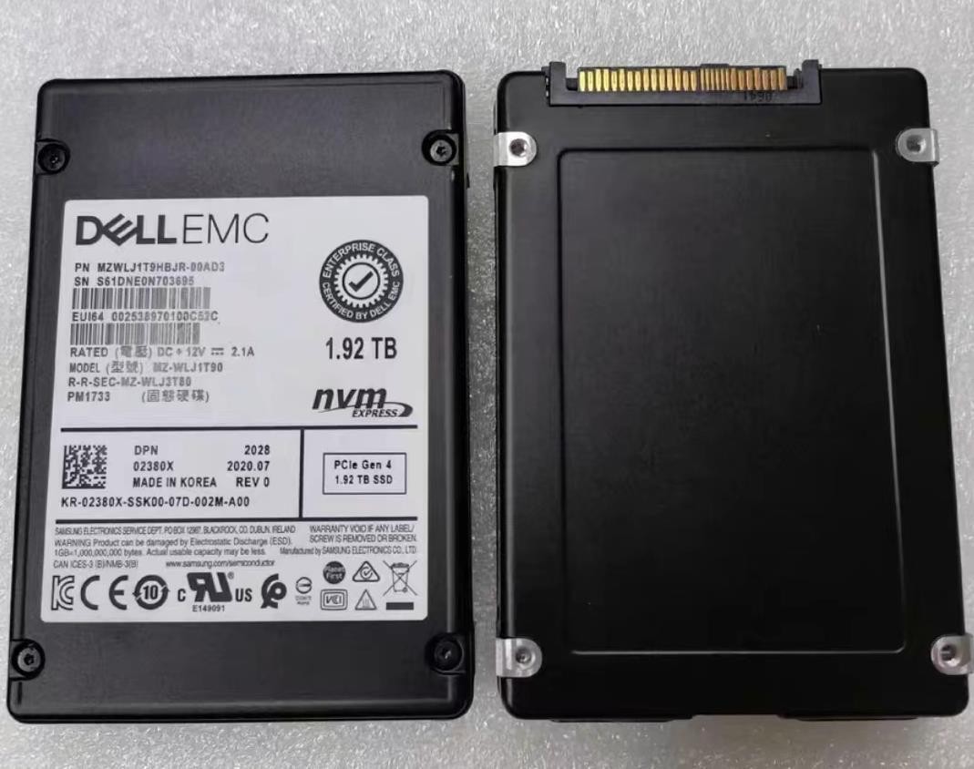 Samsung DELL 02380X PM1733 1.92TB SSD U.2 NVME PCIE MZ-WLJ1T90 MZWLJ1T9HBJR