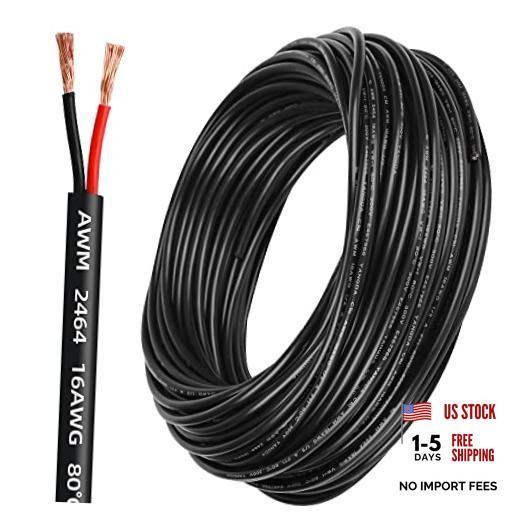 16 Gauge Electrical Wire 2 Conductor, 16 AWG Stranded PVC Oxygen 50FT 16AWG-2C