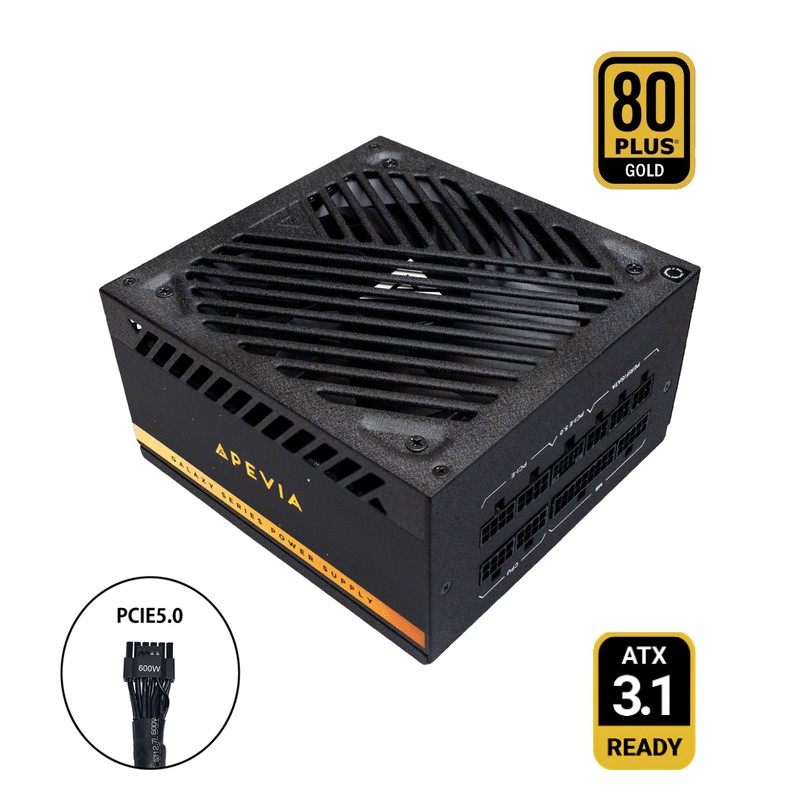 Apevia Galaxy 850W 80+ Gold ATX 3.1 Fully Modular Gaming PSU, PCIe 5.1 600W 12VH