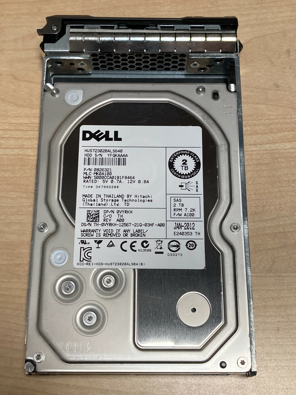 Dell VYRKH 2TB 3.5 NL SAS 7200RPM 6GBPS HUS723020ALS640 0VYRKH hard drive