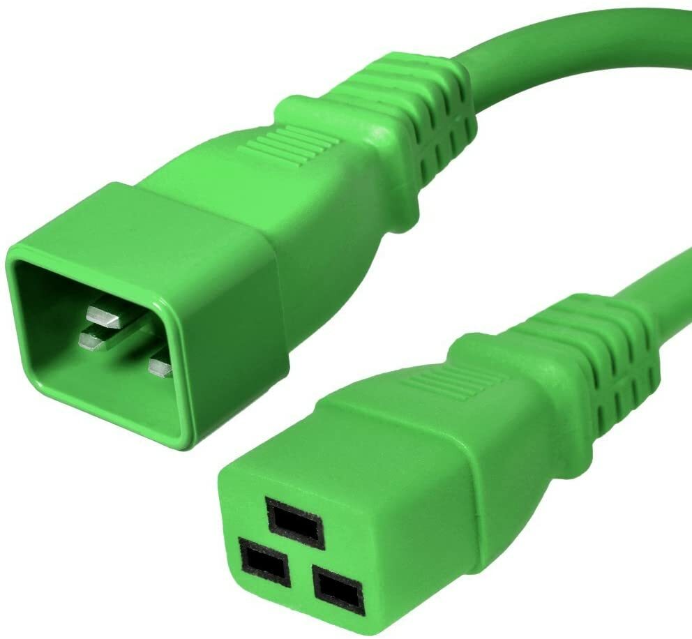 5 PACK LOT 8ft IEC C20 - C19 Green Power Cord 12AWG 20A/2500W 100-250V 2.4M