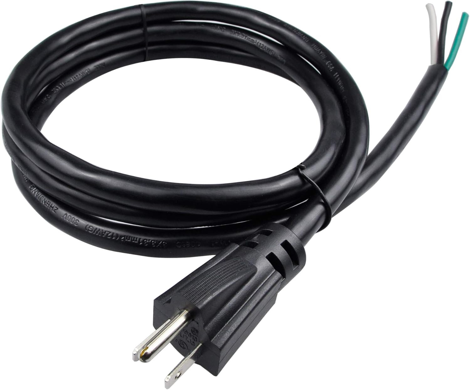 3Ft 12 Gauge 3 Prong Power Supply Cord, 110V 115V 120V Pigtail Cable, Heavy Duty