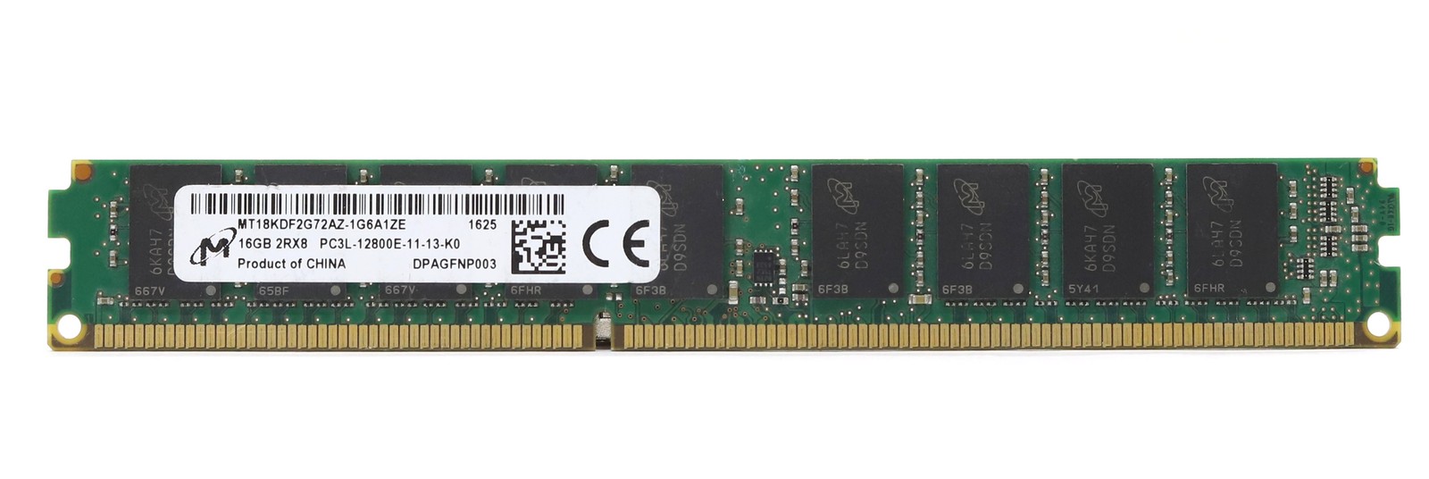 Micron 16GB 2RX8 PC3L-12800E-11-13-K0 ECC Unbuffered RAM MT18KDF2G72AZ-1G6A1ZE