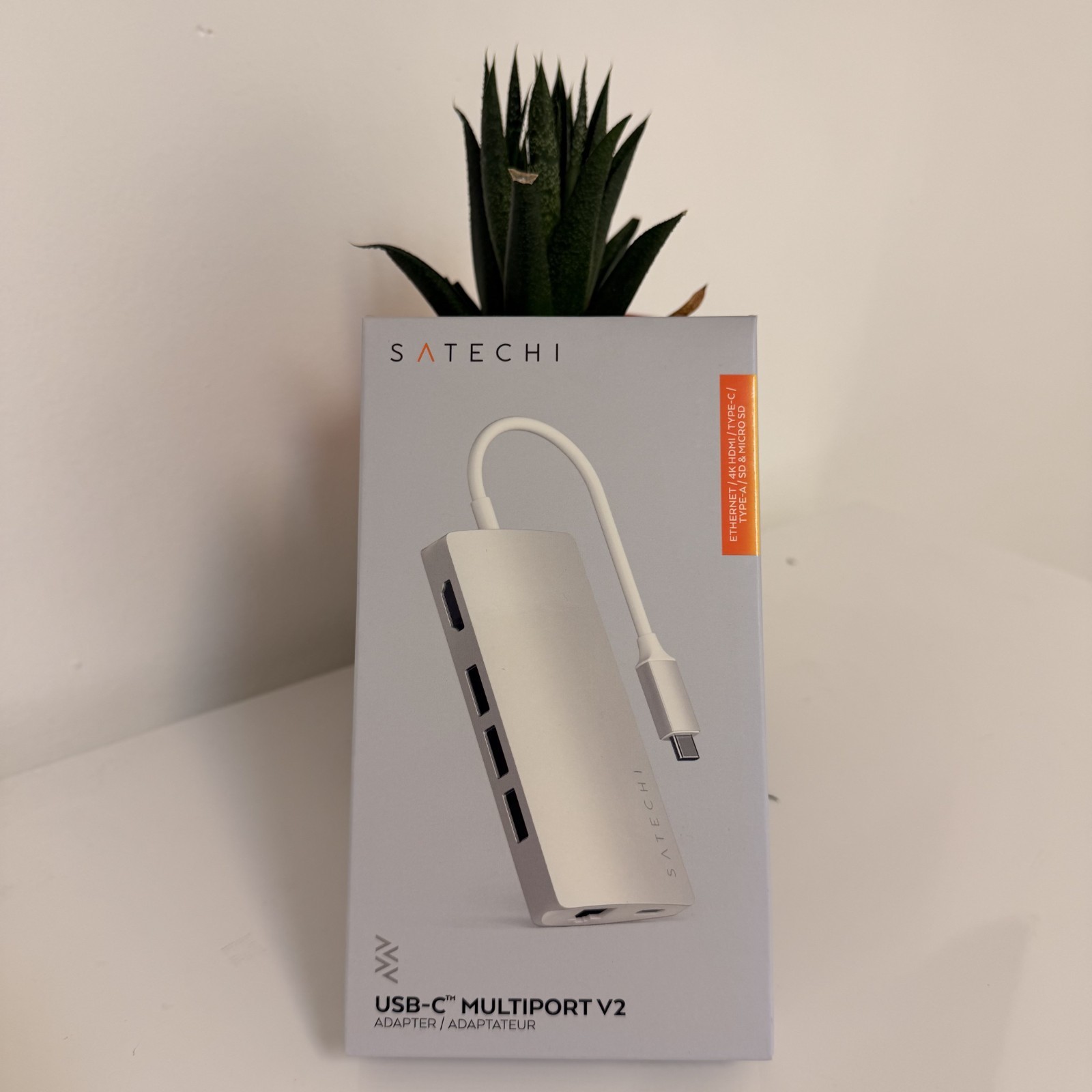 New Satechi USB-C Multiport V2 Adapter 4K with Ethernet ST-TCMA2S Silver
