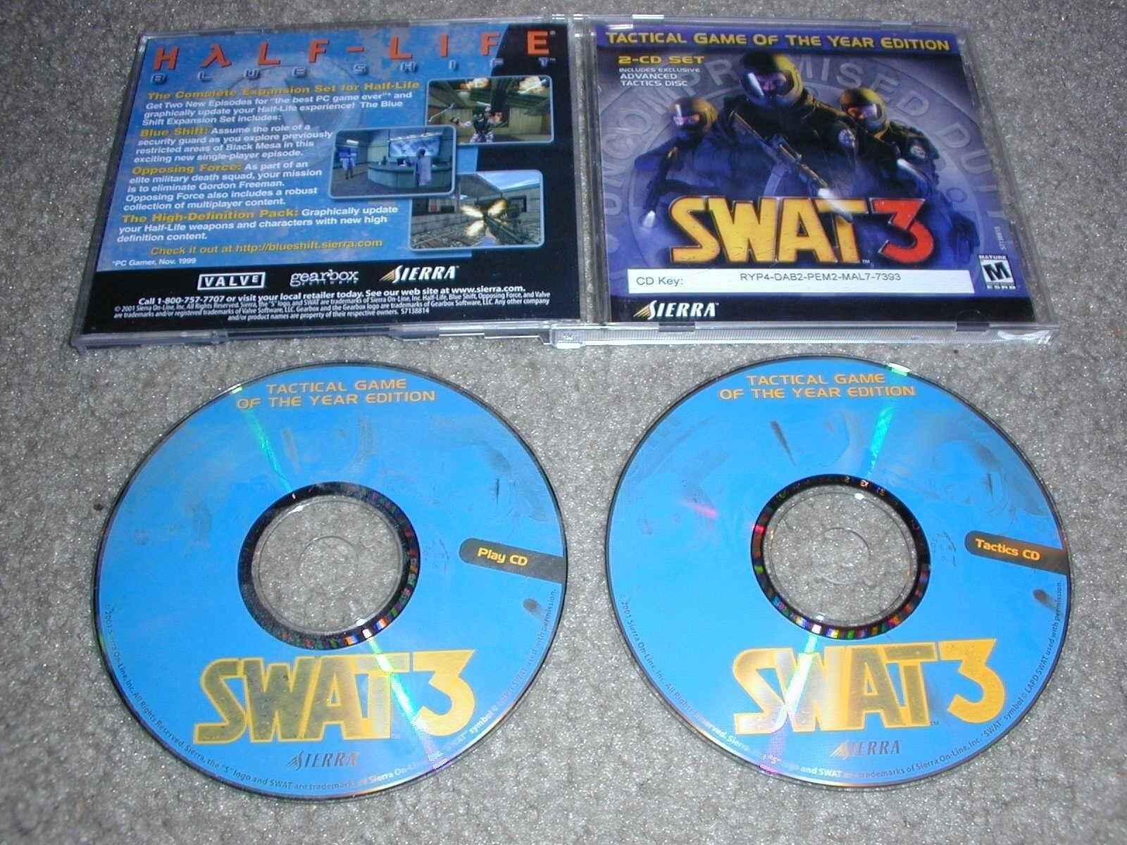 SWAT 3 Tactical Game Of The Year Edition PC 2-discs CD-ROM Sierra 2001 Windows98