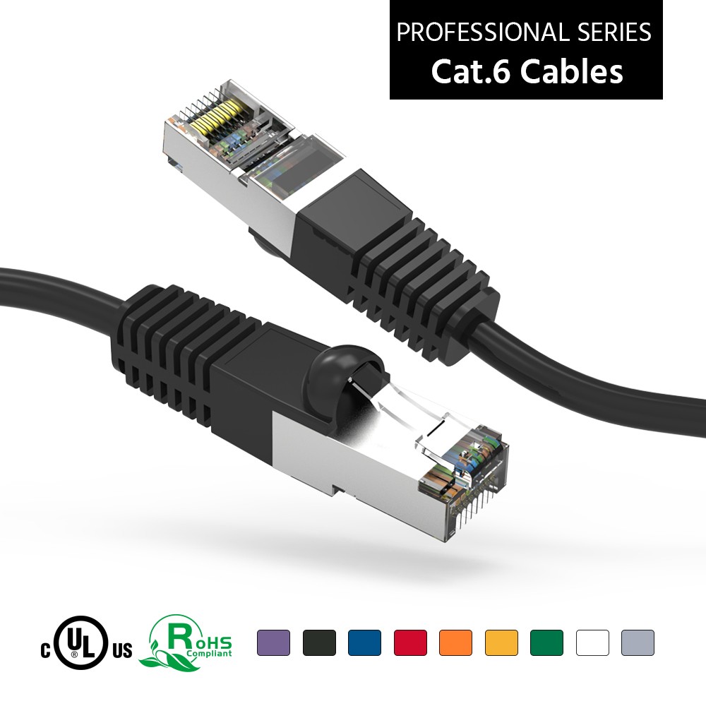 10 Pack of 50Ft CAT6 Shielded (SSTP) Ethernet Network Booted Cable 25-200 Feet B