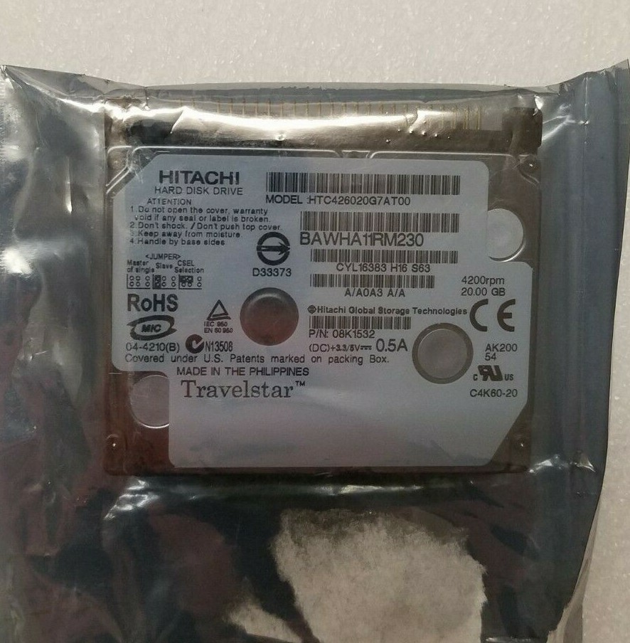 NEW Travelstar C4K60 HTC426020G7AT00 20GB 4200RPM 1.8" 08K1532 IBM X40 X41T HDD