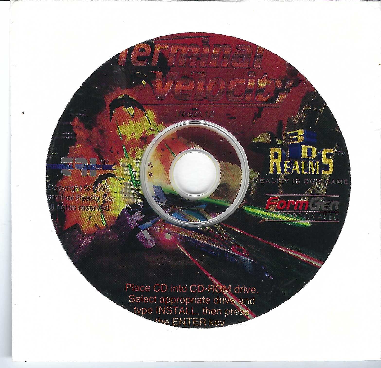 ITHistory SOFTWARE IBM (1995) TERMINAL VELOCITY  Ver 1.2  PC-DOS (FormGen) OF