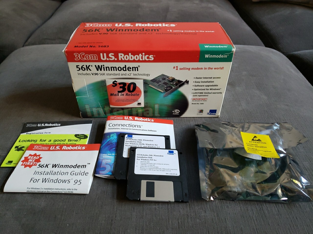 Rare - 3Com US Robotics 56k Winmodem Model 5683 - New Open Box No Phone Cord