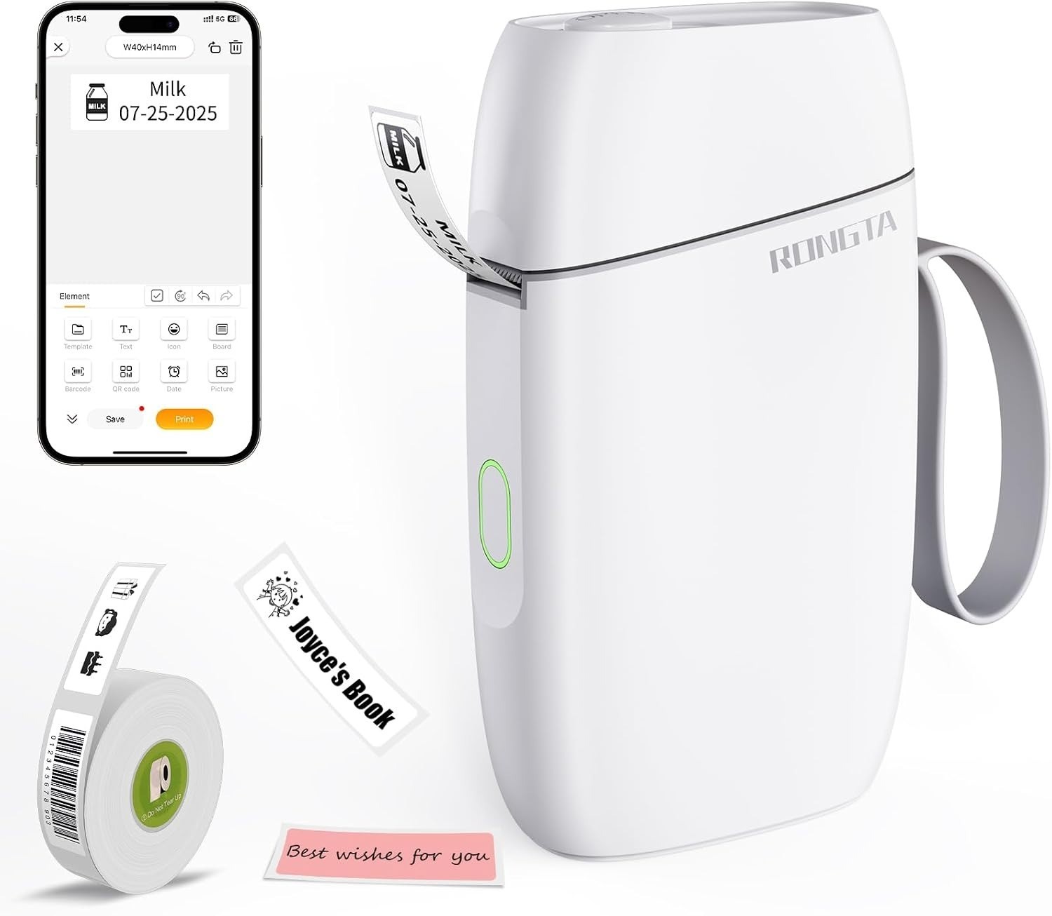 Bluetooth Label Maker Machine with Tape, Portable Mini Label Printer Wireless