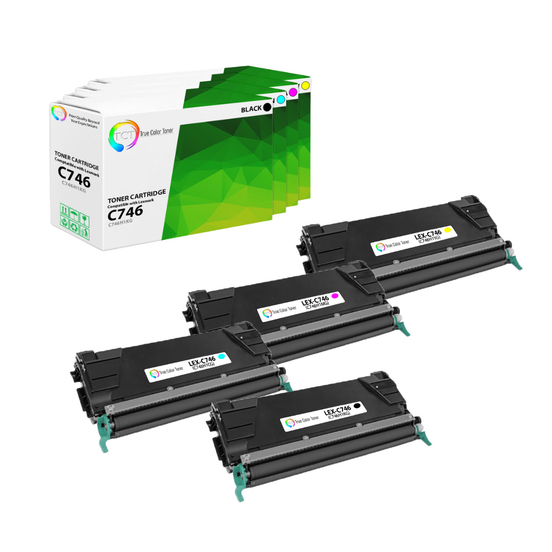 4Pk TCT Premium Compatible For Lexmark C746H1KG C748H1CG C748H1MG C748H1YG Toner