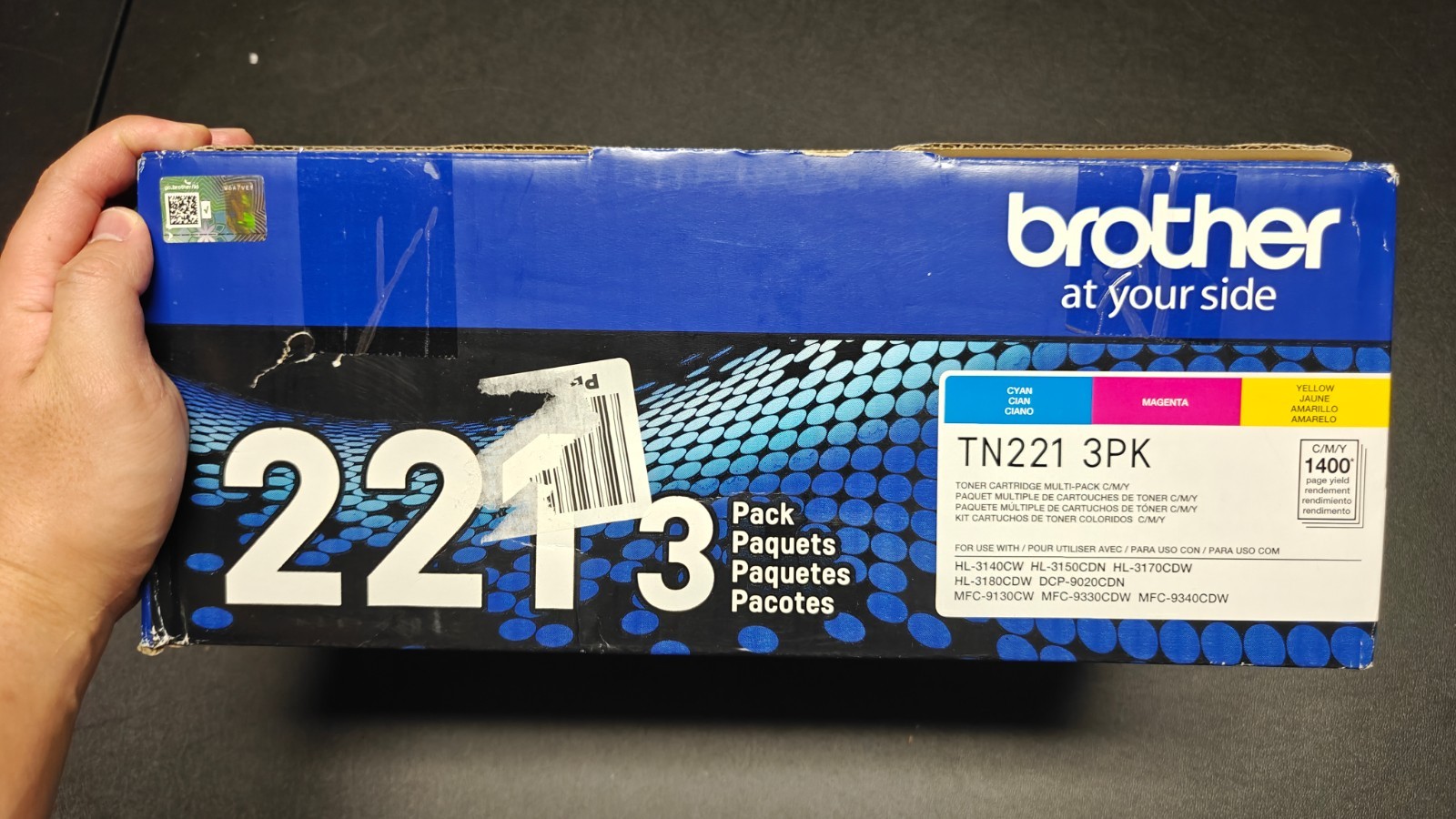 Open Box Genuine Brother TN221 3PK Standard-Yield Toner Cartridge *NO YELLOW*