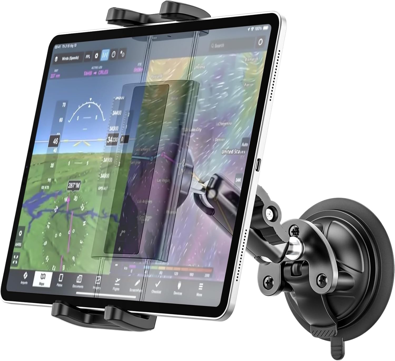 Dosvsi Pilots Tablet Holder, [Strong Suction Cup] Aircraft 8.85 inches, Black