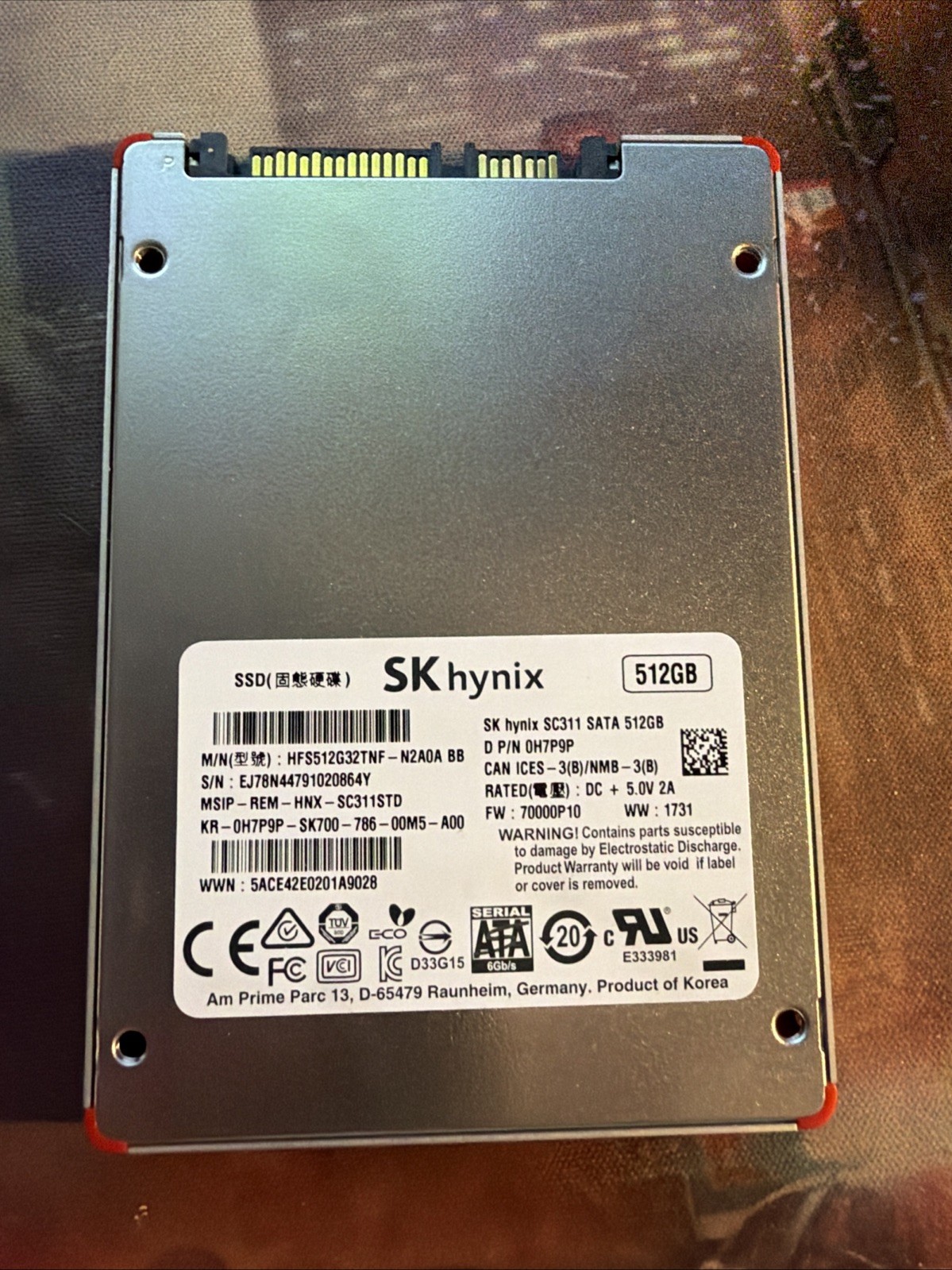 SK hynix SC311 512GB 2.5in SATA III Internal SSD HFS512G32TNF-N2A0A