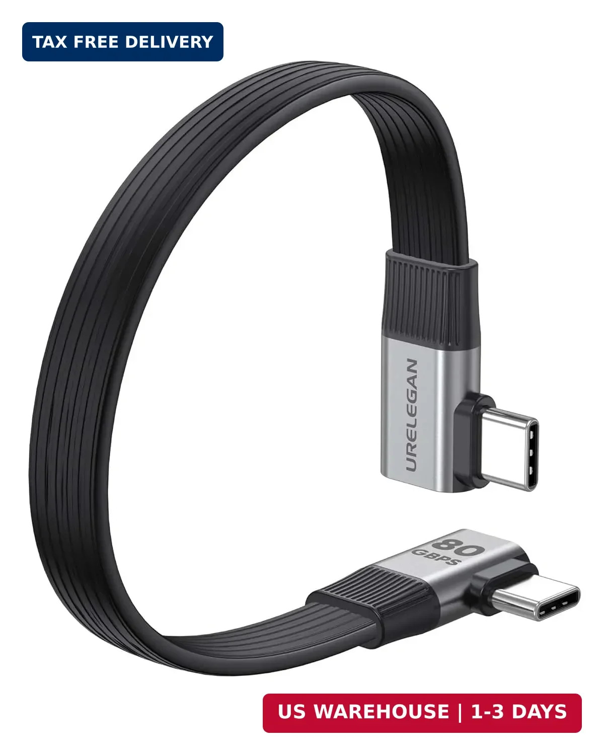 90 Degree USB4 Cable Short 5in Right Angle USB C Cable | 80Gbps Data Transfer/24
