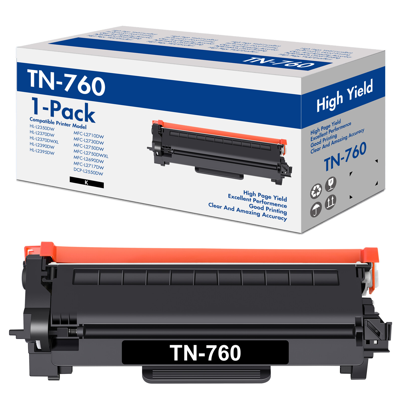 TN760 TN730 Toner Black Fits for Brother HL-L2390DW HL-L2395DW MFC-L2710DW