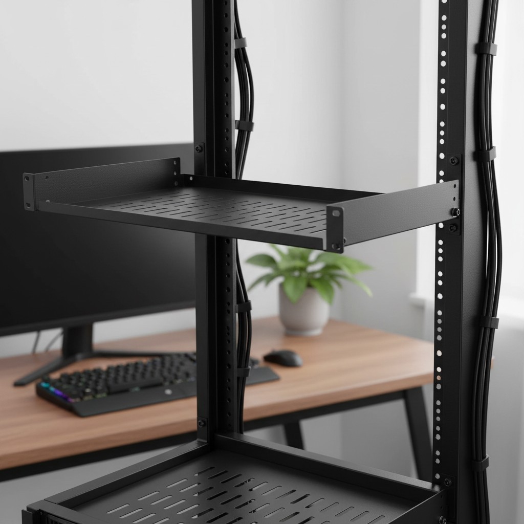 Versatile 1U Rack Shelf 10" Deep for IT Cabinets with Disassembled Structure