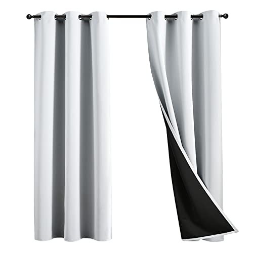 100% Blackout Curtains 63" Length 2 42"W x 63"L (Pack of 2) - Ash White