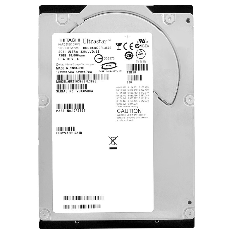 Hard Drive Hitachi HUS103073FL3800 73GB 10000Rpm U320 80-PIN 3.5" Inch