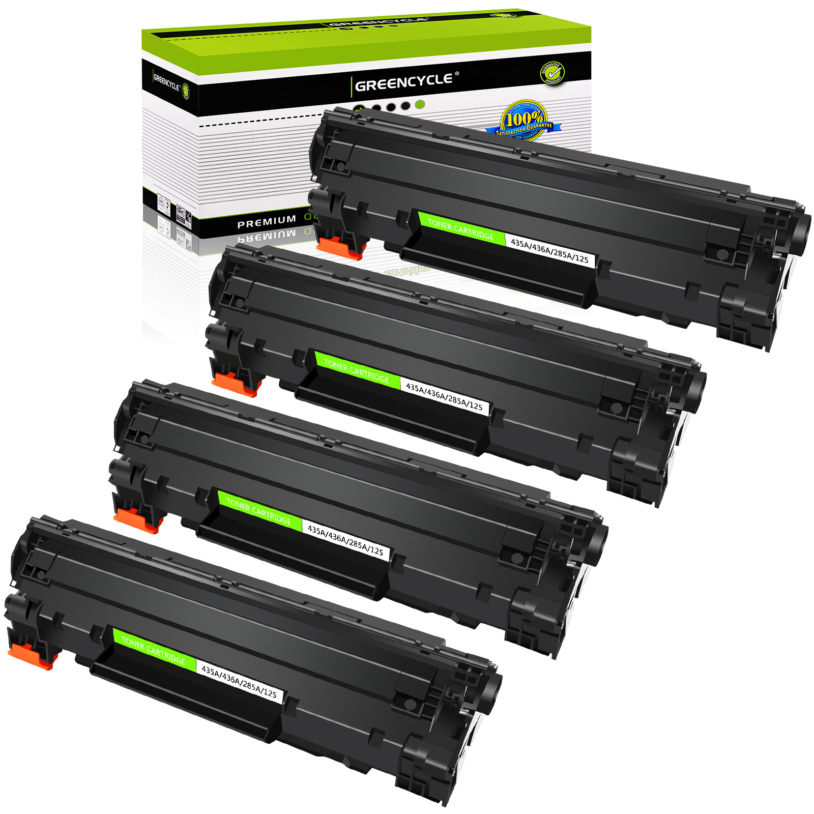 4PK Black Toner Cartridge Fit for HP CB435A LaserJet P1005 P1006 P1007 P1008