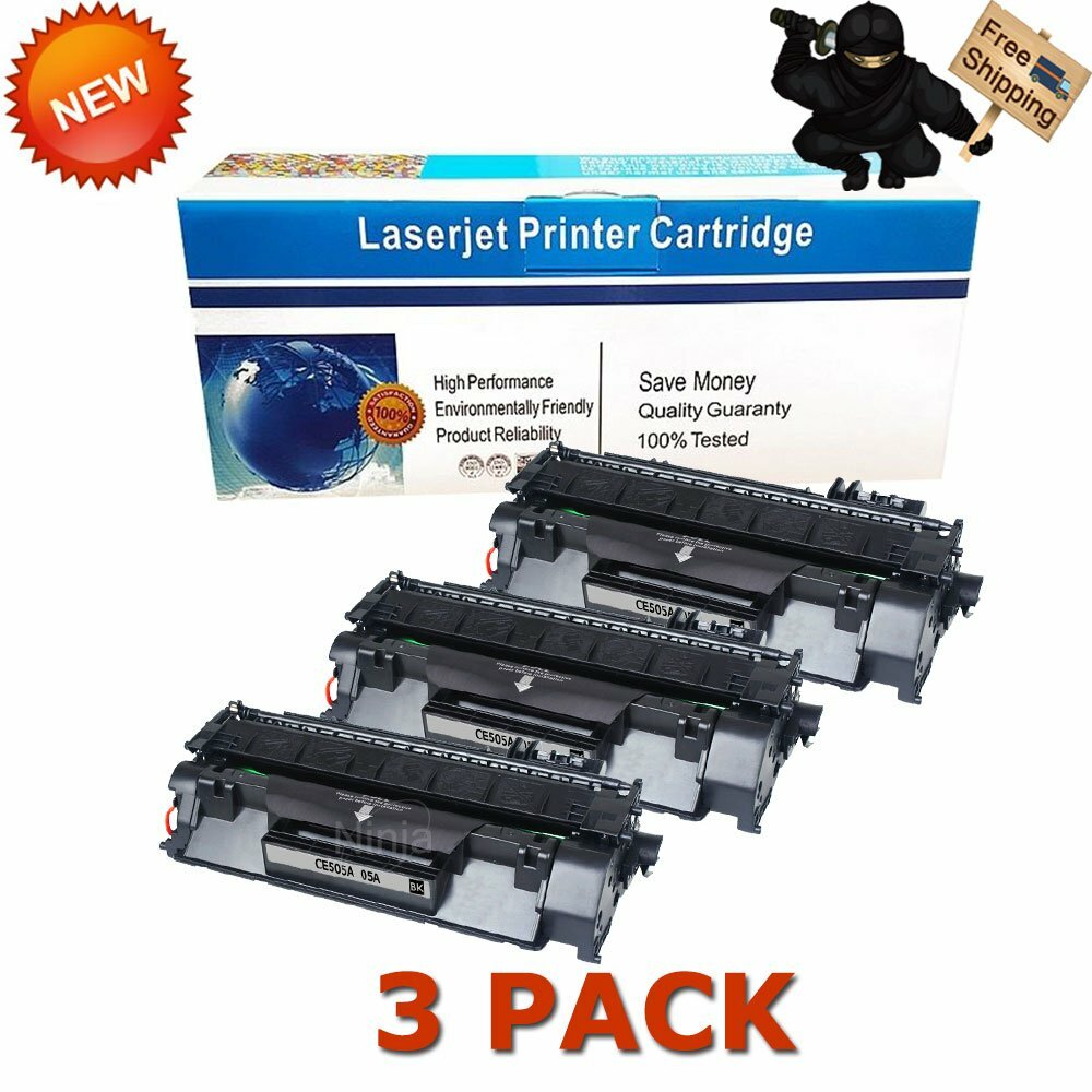 3 Pack CE505A 05A Toner Cartridge for HP LaserJet P2035 P2035n P2055dn Printer