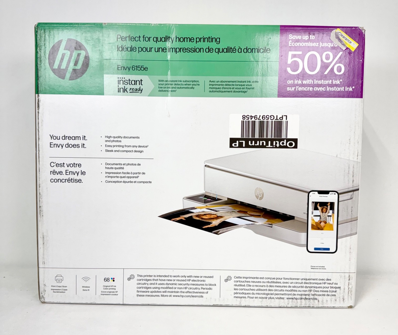 New - HP Envy 6155e Wireless All-in-One Color Printer Scanner Copier